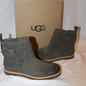 NIB UGG WOMEN'S JOSEFINE FASHION ANKLE SUEDE BOOTS W/BUCKLE SLATE GRAY